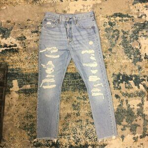 Levi’s 501 Skinny High Rise Distressed Light Blue Jeans 30x30​